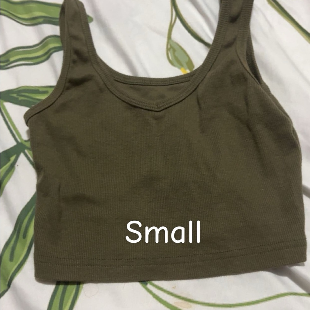 Olive Green Ribbed Crop Top